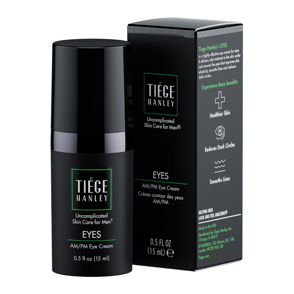 Tiege Hanley Eye Cream für Männer | Reduziert dunkle Kreise, Taschen unter Augen, Puffiness & Crows Füße – Anti-Aging Under Eye Treatment, 0.5 Unze