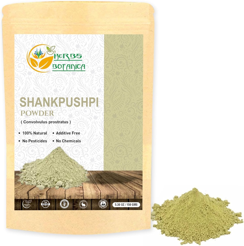 Erbe Botanica Shankhpushpi Polvere Convolvulus Pluricaulis 100% Naturale | Supporta la digestione, l'immunità e la funzione cognitiva 5.3 oz