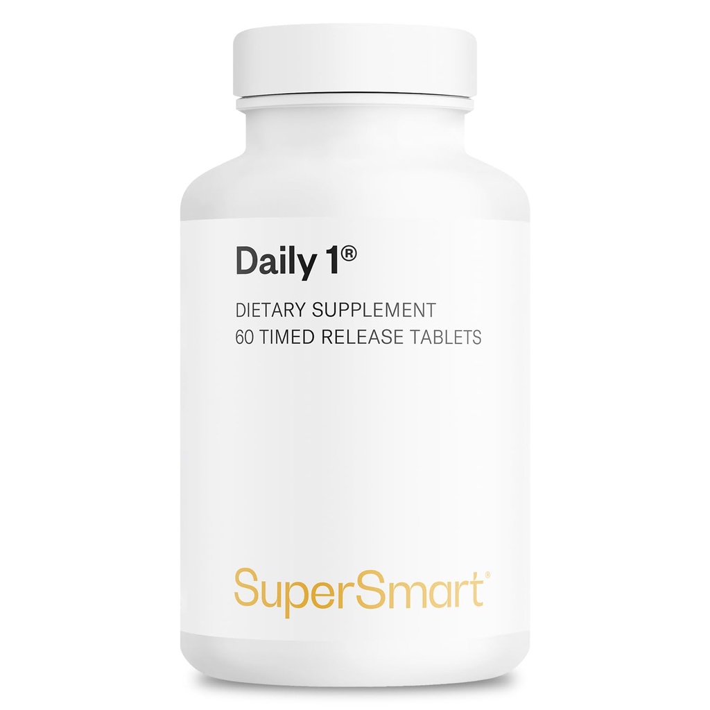 Supersmart - Daily 1® Timed Release - Multivitamin Supplement für Damen und Herren - mit BioPQQ®, Vitamin A, B, C, D & E, Biotin, Quercetin & Fisetin | Made in USA | Non-GMO & Gluten Free - 60 Tabletten