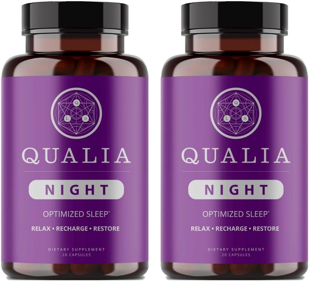 Qualia Night Sleep Aid | Non-Habit Forming | Science-Backed Ergänzung für Deep Refreshing Sleep | Melatonin-Free, Vegan, Non-GMO, Gluten-Free