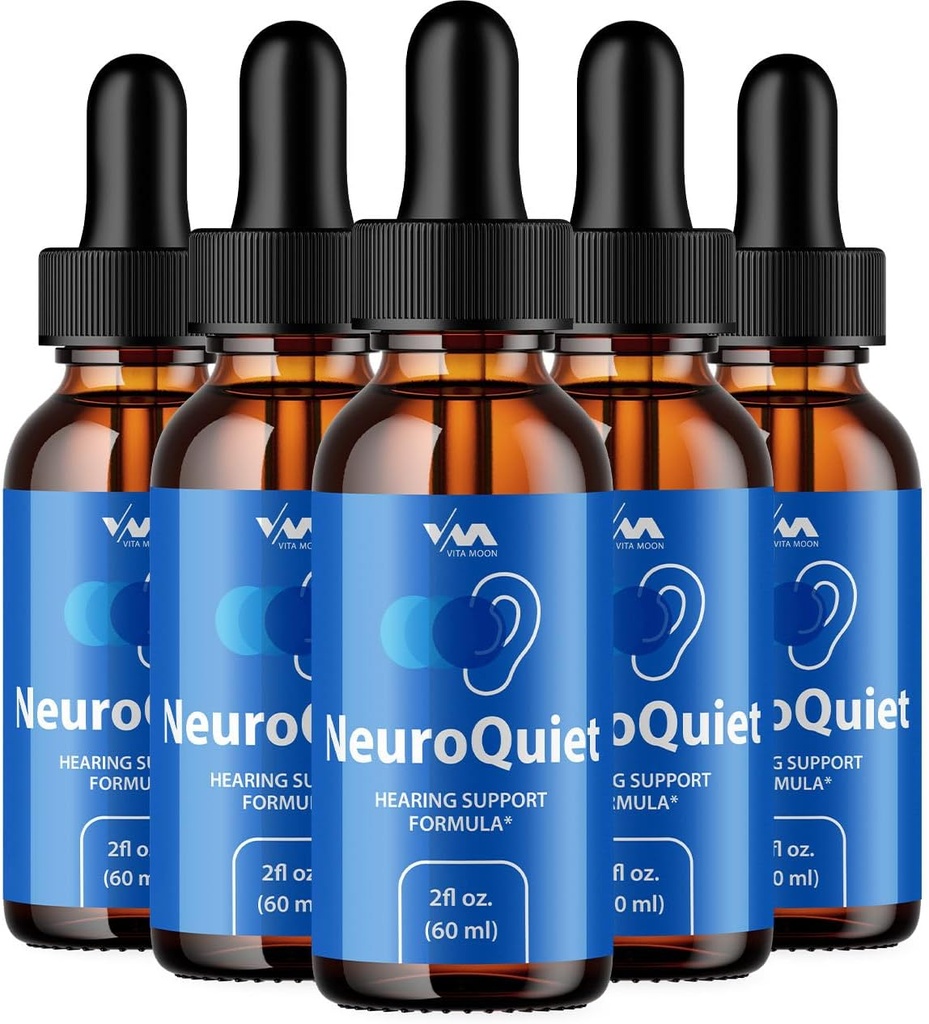 (5 Pack) NeuroQuiet Drops - Neuro Quiet Advanced Formula Hearing Support, Kognitive Gesundheit und insgesamt Wellness, 5 Monate Versorgung