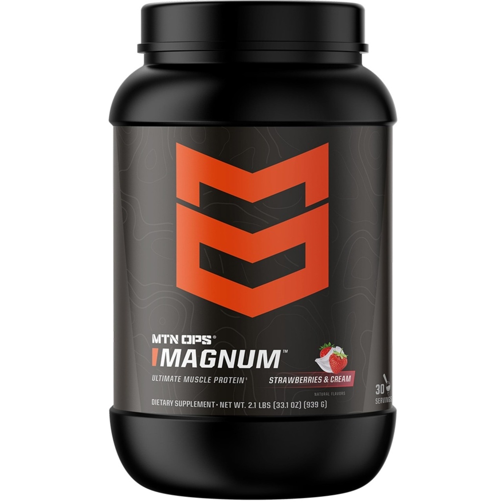 MTN OPS Magnum Strawberry Protein Powder, 23g di Whey Isolate Protein & Milk Protein con BCAA, Zero Sugar & Gluten Free, Strawberries & Cream, 30-Serving Tub