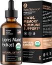 Estratto di supplemento di Lions Mane Organic - Supplemento di supporto del cervello di Nootropics liquido - Lion Mane per maggiore concentrazione mentale & Clarity - Liquido di mane del leone - Supplemento di funghi nootropici - Vegan, 2 fl oz