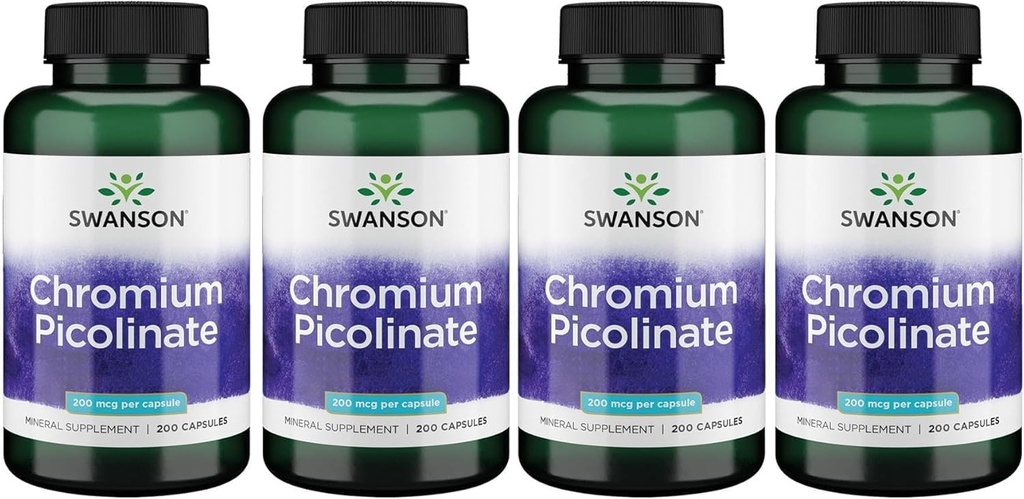 Swanson Chromium Picolinate - Natürliche Ergänzung Förderung von Metabolismus & Gewicht-Management - Unterstützt gesunde Niveaus bereits innerhalb der normalen Range - (200 Kapseln, je 200mcg)