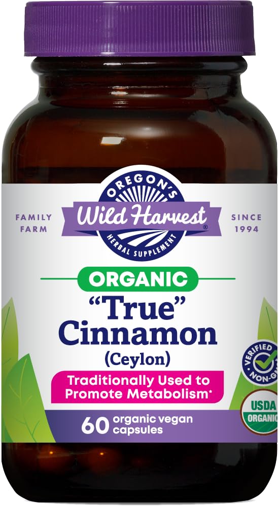La récolte sauvage de l'Oregon Bio True Cinnamon Ceylan 60 Counter Vegan Capsules