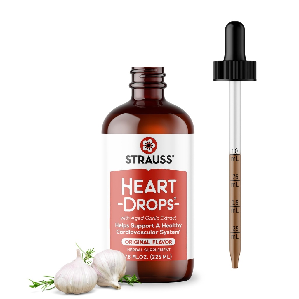Strauss Naturals Gocce di cuore – Natural Mistletoe & Aged Garlic Extract Heart Health Supplement – aiuta a mantenere sano sistema cardiovascolare – Vegan & Non-GMO – 225 ml bottiglia