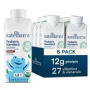 KATE FARMS Organic Pediatric 1.2 High Calorie Chocolate Nutrition Shake, 12g Protein, 27 Vitamine und Mineralstoffe, Meal Replacement, 8.45 oz (6 Packung)