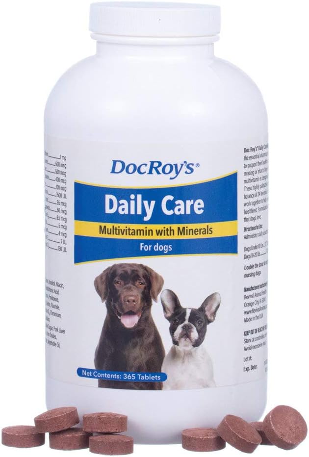Doc Roy's Daily Care Multivitamin con minerali per cani- Canine Daily Health Supplement- 365 ct Tablet