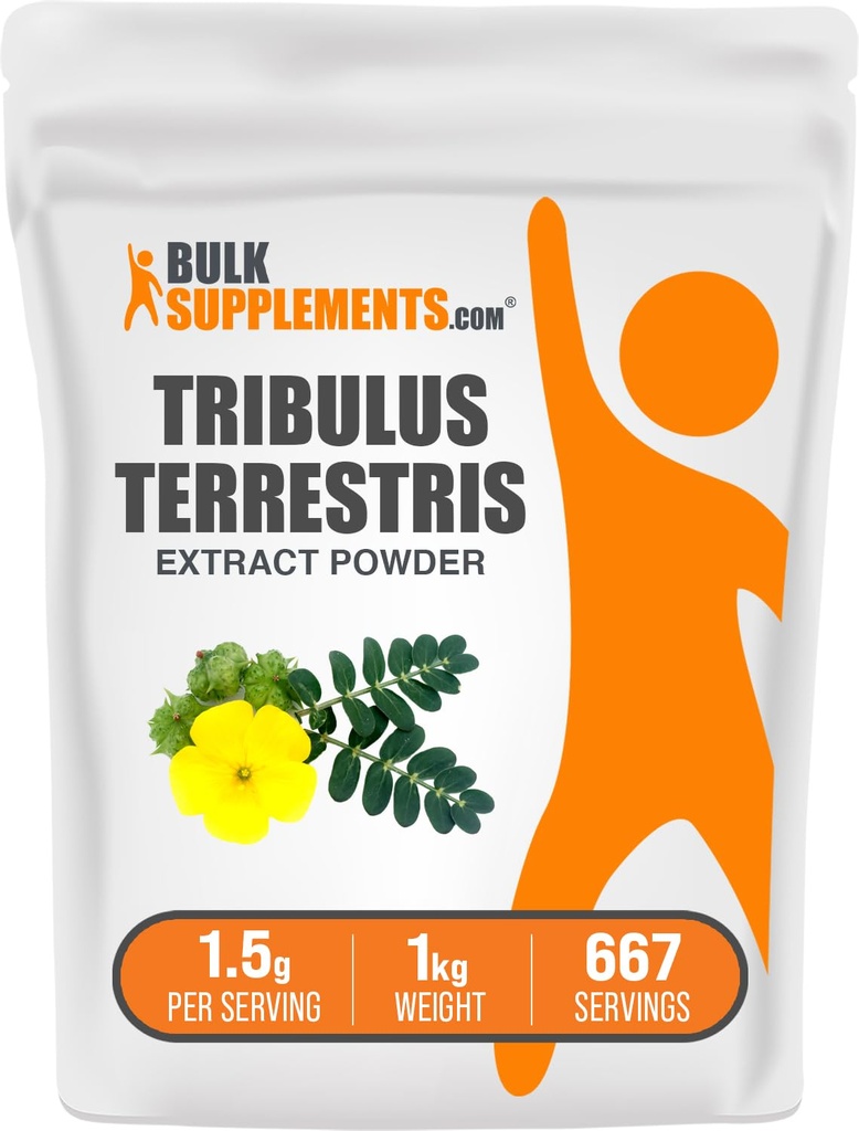BulkSupplements.com Tribulus Terrestris Extrakt Pulver - Tribulus Terrestris Ergänzungen, Kräuterergänzung - Glutenfrei, 1,5g pro Servierung, 1kg (2.2 lbs) (Pack von 1)