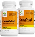 Terry naturellement CuraMed 500mg - Supplément antioxydant pour le soutien du cerveau et de la santé immunitaire - Supplément avec l'huile essentielle Curcumine et curcuma - Soutien du foie à base de plantes - 60 Softgels (paquet de 2)