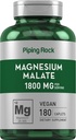 Piping Rock Magnesium Malate | 1800 mg | 180 Caplets | Vegan, Non-GMO, Gluten Free Supplement