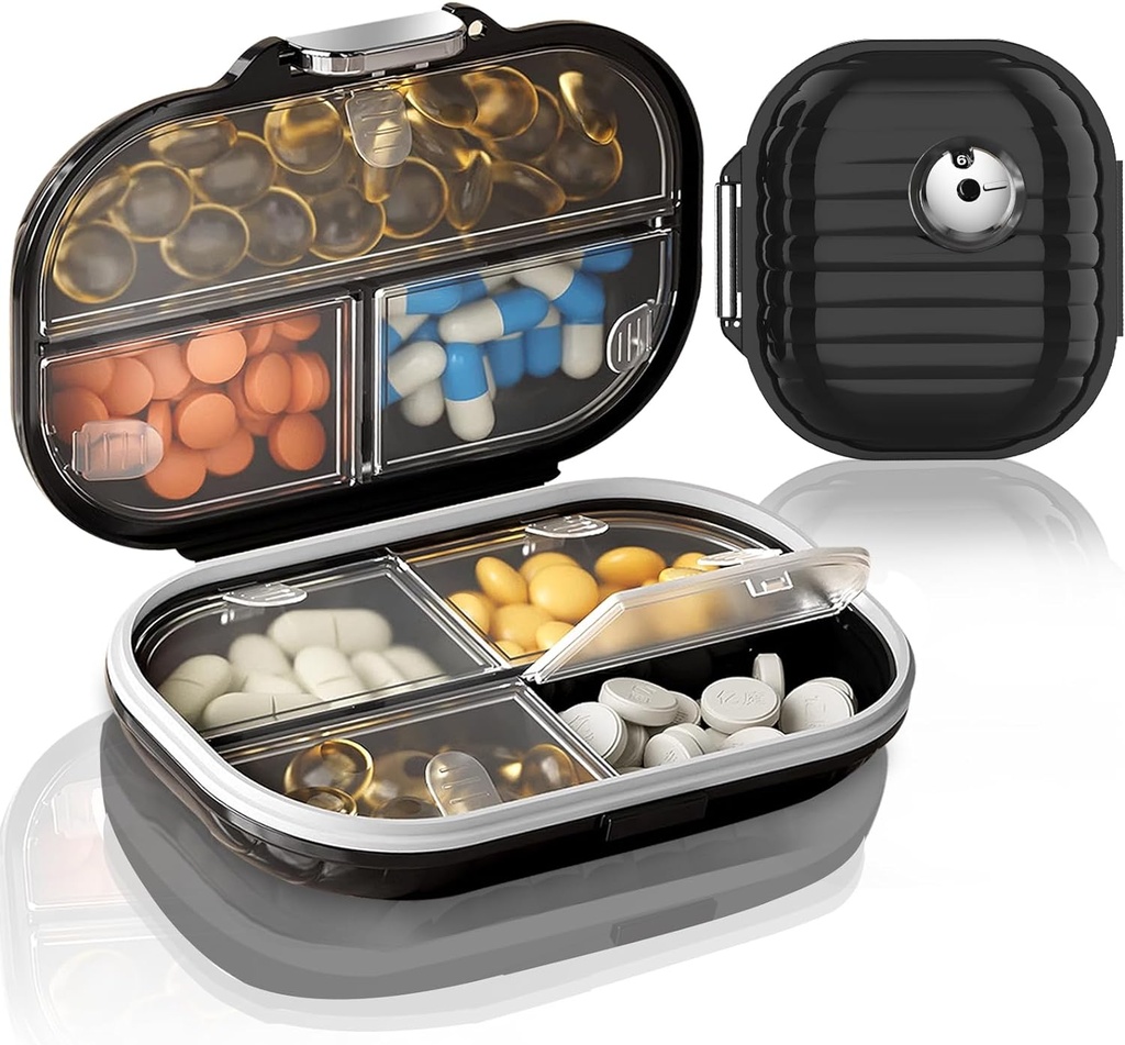 2 Pack Pill Organizer Box 7 scomparti Ampio Dispenser Pill Home Supporto per supplemento di viaggio Airtight Vitamin Container Daily Medicine Viaggi Essentials(Small+ Large)