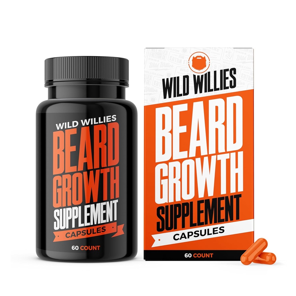 Wild Willies Bart Wachstum Vitamine - Natürliche BioSitol ASX Complex Bart Wachstumsergänzungsmittel für Männer - 60 Kapseln Anti Haarausfall Pillen - Ergänzung für Fuller Thicker Bart Unterstützung, verhindern Itchiness