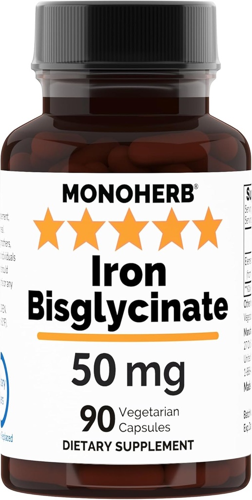 Eisen Bisglycinat 50 mg - 90 Veg Kapseln - 50 mg Elementareisen pro Kapsel