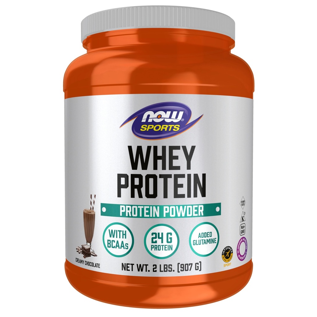NOW Alimenti Nutrizione sportiva, Proteine del siero, 24 G con BCAA, Polvere di cioccolato cremoso, 2-Pound