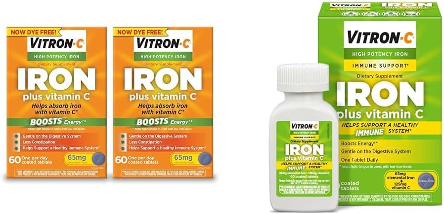 Vitron-C Eisenergänzung, Einmal täglich, hohe Potenz Eisen Plus Vitamin C & Eisen Ergänzung & Immununterstützung
