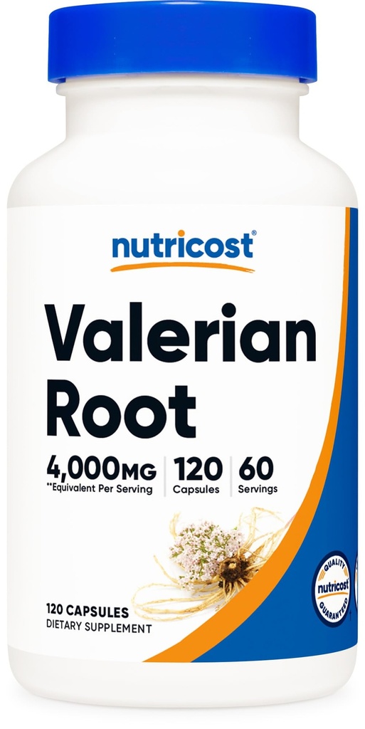 Nutricost Valerian Root Capsules (1000mg pro Servierung) 120 Kapseln - 4.000mg Äquivalent pro Servierung (4:1 Extrakt), Vegetarische Kapseln, Glutenfrei, Non-GMO