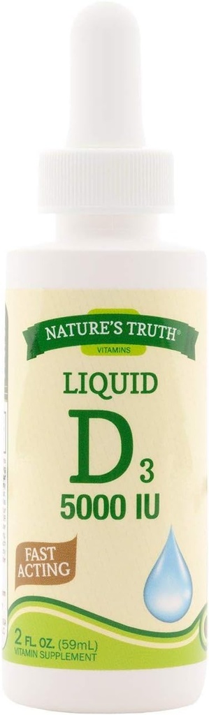 Nature's Truth D3 5000 IU Fast Acting Vitamin Supplement Liquid - 2 oz, Pack of 5