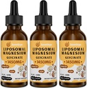 Magnesio Glycinate Liquid Drops - Liposomal Chelate con Cherry Flavor per Facile Assorbimento, Promuove Sonno, Mood, Intestinal & Bone Salute, Riduce Stress - 60ML (2.04 Fl Oz (Pack of 3))