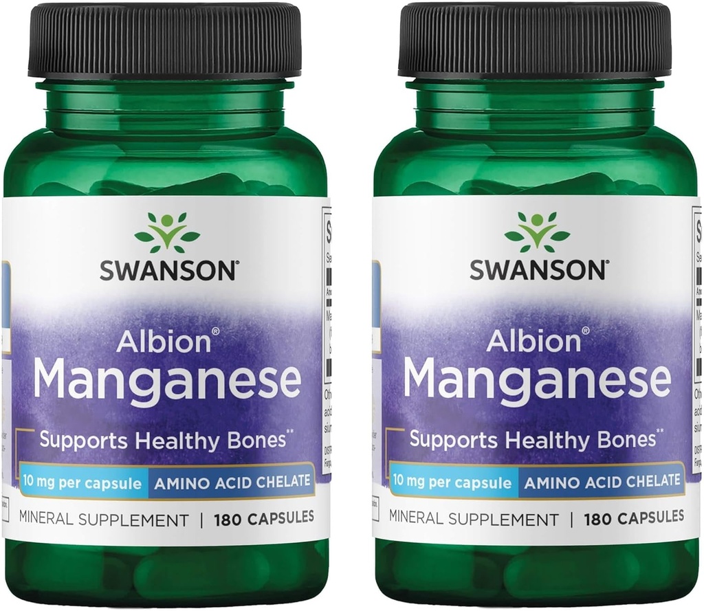 Swanson Albion Chelat Manganese 10 Milligramme 180 Kapseln (2 Packung)