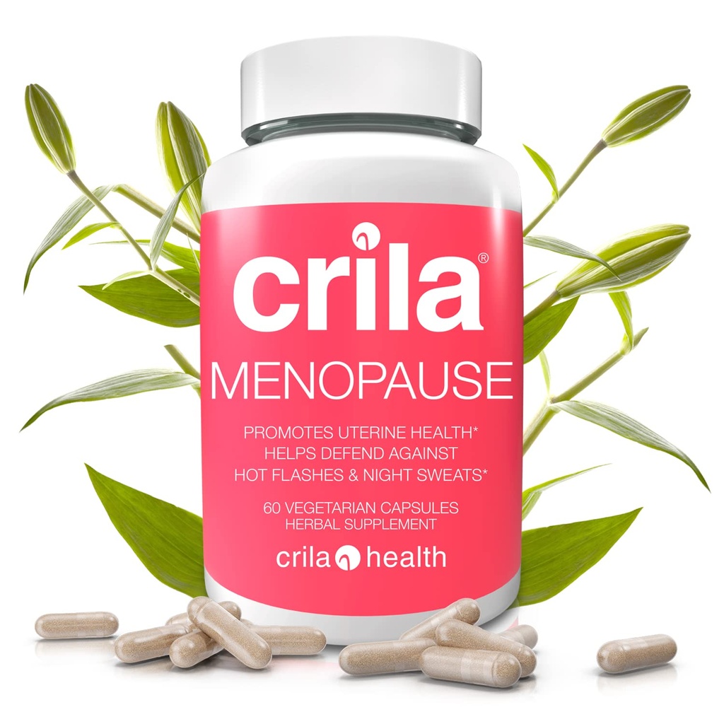 Crila Health Menopause Ergänzungen für Frauen - 60 Ct. I Nacht Sweats & Hot Flashes Menopause Relief für Frauen ohne Estrogen, Natürliche Zutaten, reduzieren Moods Swings, Fatigue & Bloating*