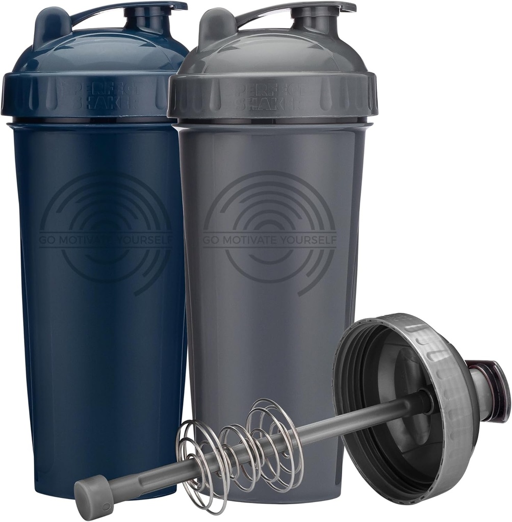 28-Ounce Shaker Bottiglia con Azione-Rod Mixer | Tazze Shaker con Citazioni Motivazionali | Protein Shaker Bottiglia è BPA Free e Lavastoviglie Safe | Gray & Navy