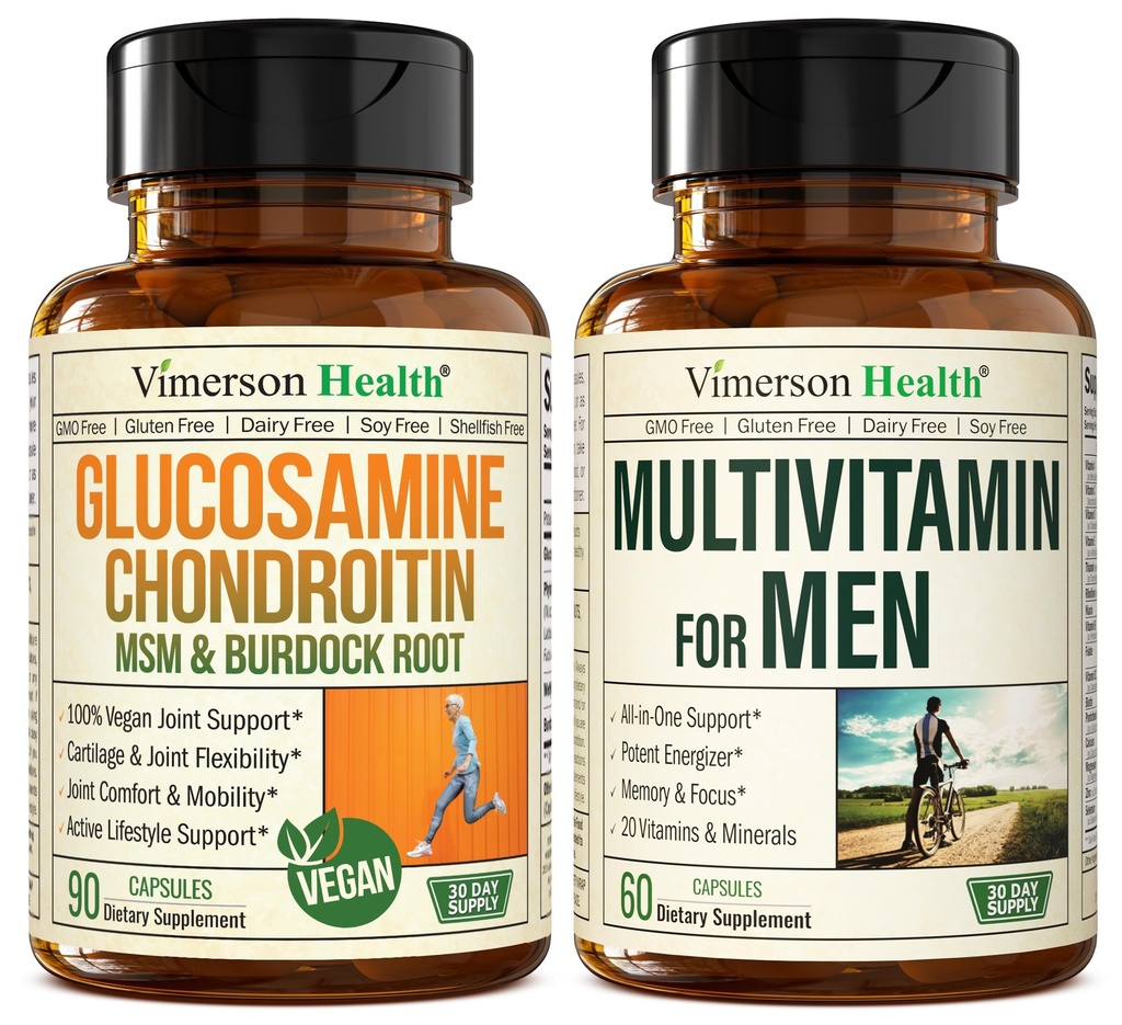 Vegan Glucosamine Chondroitin MSM Joint Support Supplement & Complete Multivitamin für Herren