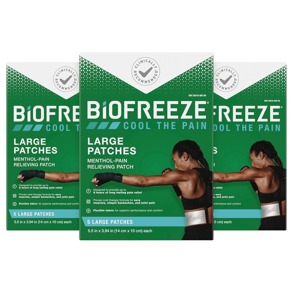 Pain Relief Patches, Artrite Pain Reliver, Gin & Lower Back Pain Relief Patch, Sorrisore del muscolo, Rilievo del dolore del collo, FSA Eligible, 3 Pack (5 Patch di mentolo di Biofreeze)