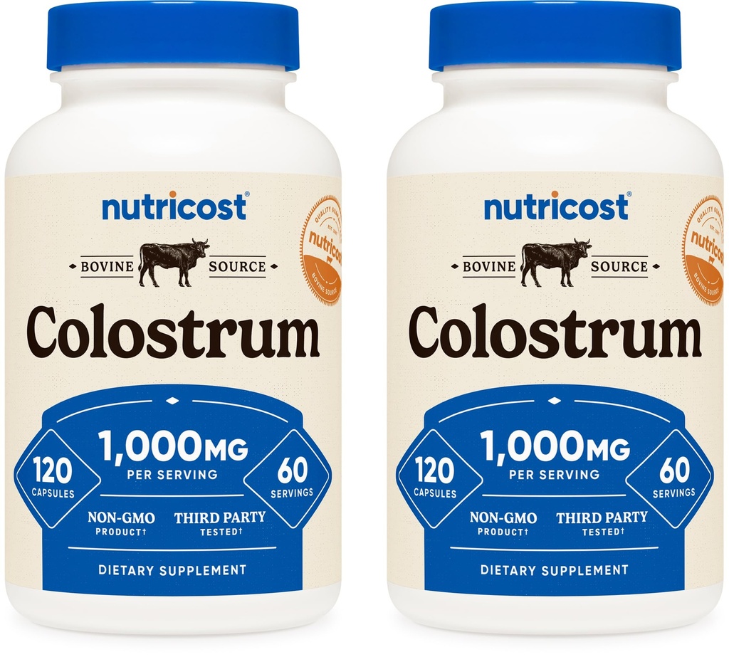 Nutricost Colostrum 500mg, 120 Caps (2 Bottles)