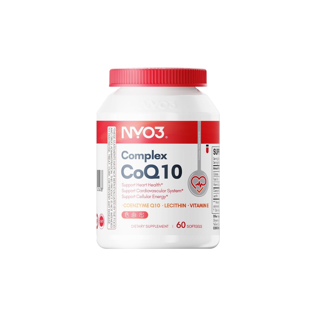 NYO3 CoQ10 200mg mit Lecithin und Vitaminen E, Ultra High Absorption, Antioxidans für Herzgesundheit und Energieproduktion, High Coenzym Q10 Inhalt, Glutenfrei, Non-GMO, 60 Tage Versorgung
