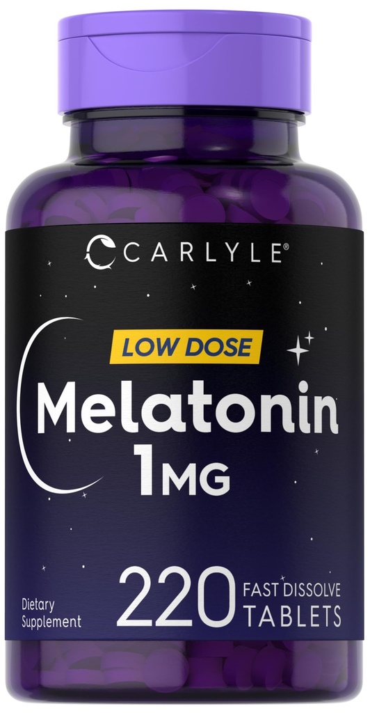 Carlyle Melatonin 1 mg | 220 Fast Dissolve Tabletten | Low Dose | Vegetarisch, Nicht-GVO, Glutenfrei