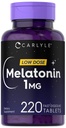 Carlyle Melatonin 1 mg | 220 compresse dissolve veloci | Low Dose | Vegetariano, Non OGM, Gluten Free
