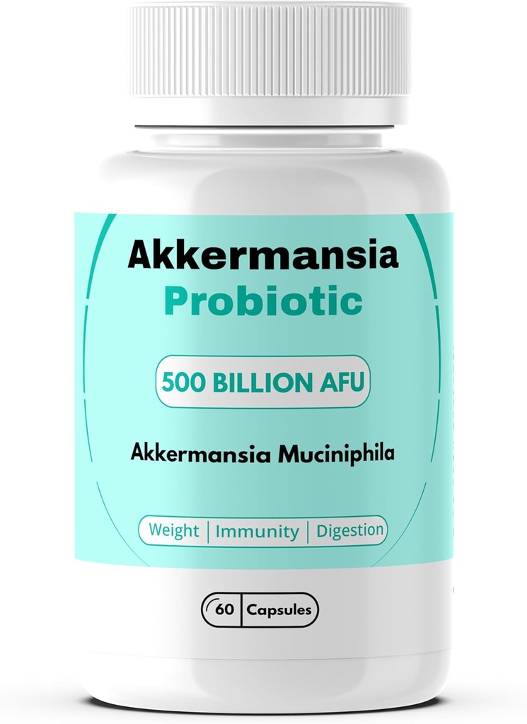 Akkermansia Muciniphilia Probiotic 500 miliardi di AFU per la salute del fegato, per l'immunità, il tè verde, il cromo, la vitamina D & la vitamina B12, 60 capsule