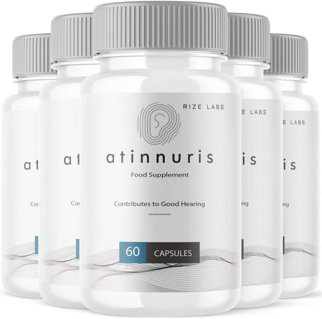 Rize labs Atinnuris Capsules, complément alimentaire pour aider à apaiser les nerfs de l'oreille, soutenir l'audition saine, pilules de formule avancées - Pack de 5(300 capsules)