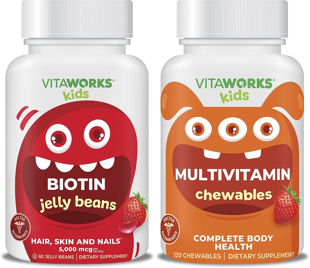 Kinder Biotin 5000mg Jelly Beans + Multivitamin Chewables Bundle