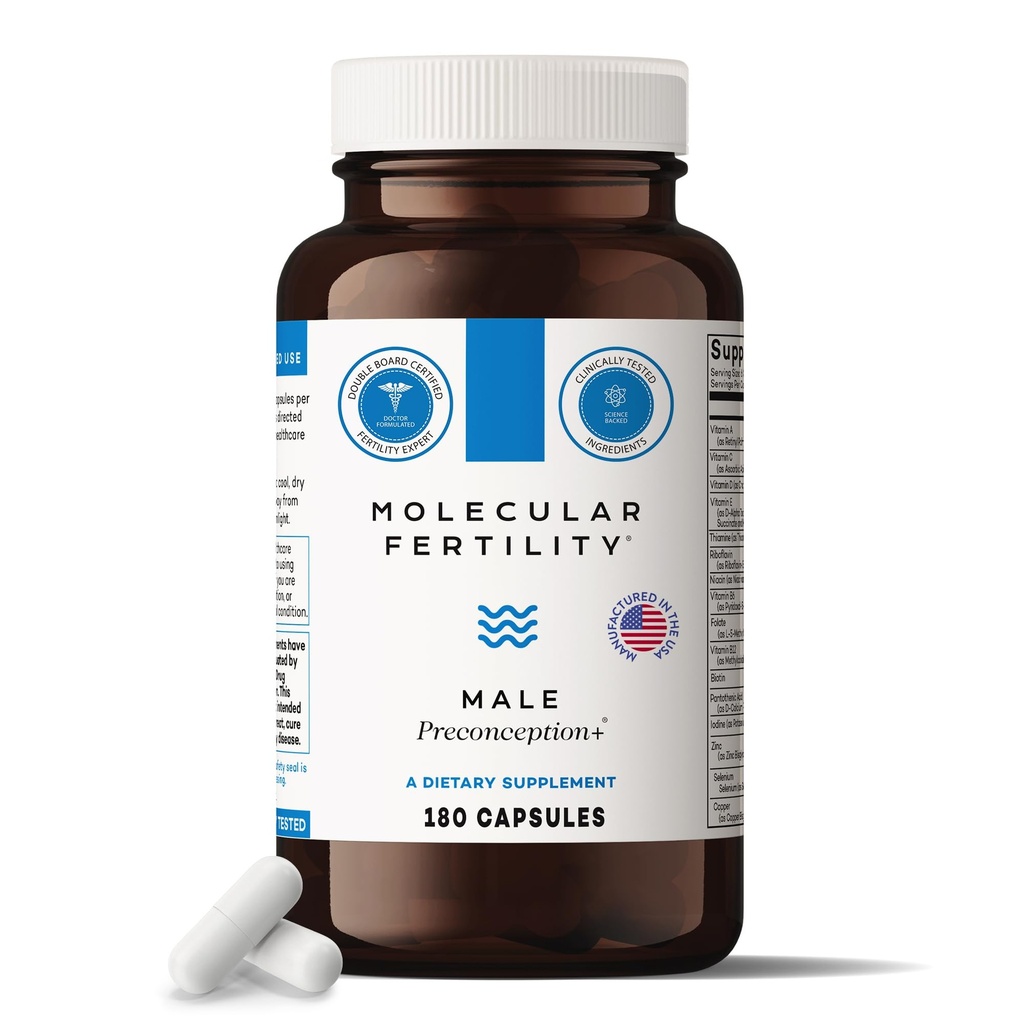 Integratori di fertilità maschile Preconception+ per gli uomini - Supporto per cellule riproduttive e fertilità - Concezione per lui - CoQ10, Ashwagandha, Shilajit, DAA, Zinc, Selenium - Alimentazione di 30 giorni