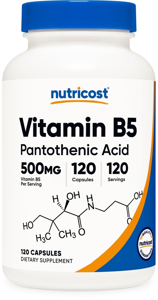 Nutricost Pantothensäure (Vitamin B5) 500mg, 120 Kapseln