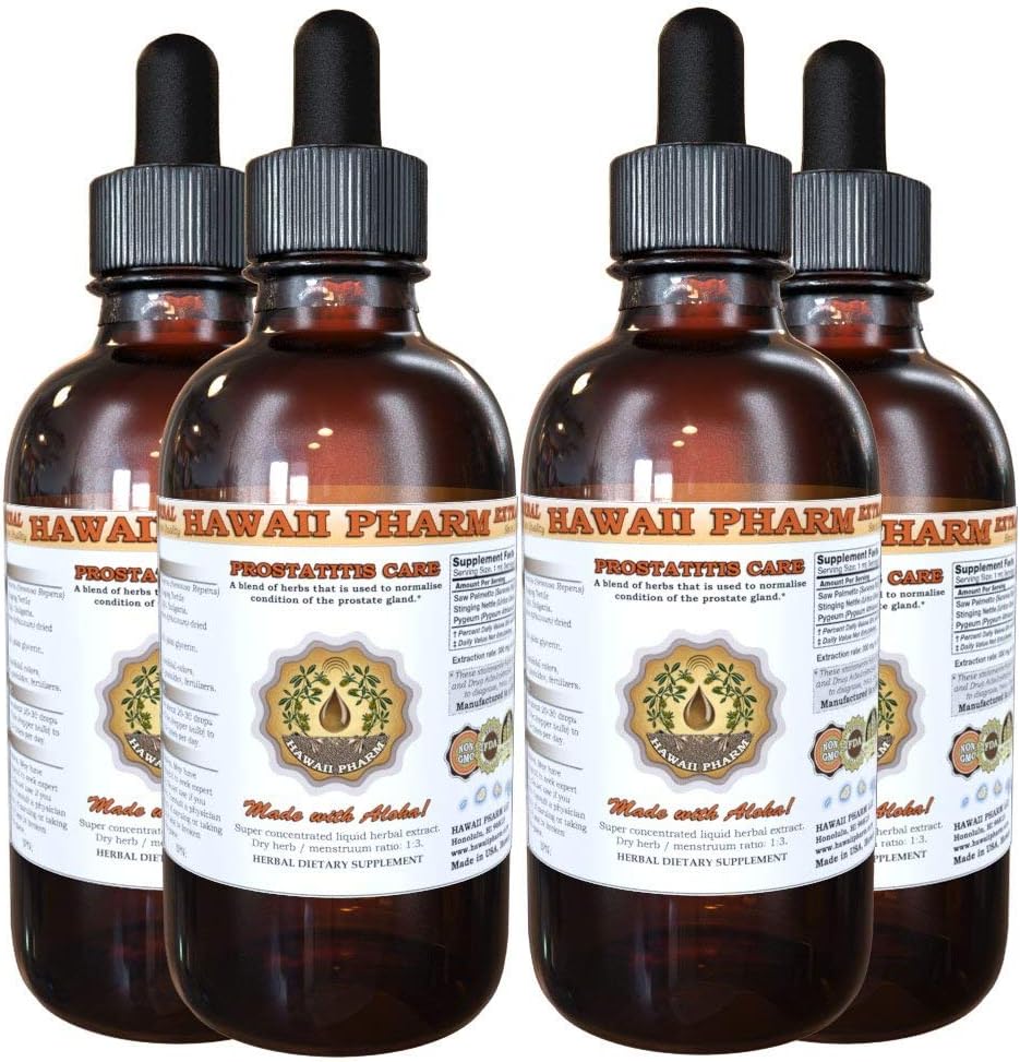 Prostate Support Dietary Supplement: Pygeum (Pygeum Africanum) Bark, Saw Palmetto (Serenoa Repens) Berry, Stinging Nettle (Urtica Dioica) Leaf Tincture (Alcohol-based Liquid Extract) 4x4 oz