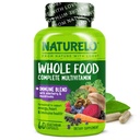 NATURELO Ganzes Essen Multivitamin + Immunmischung mit Elderberry & Pilze - Komplettes Multivitamin mit extra Immununterstützung - C, D3, Zink, Elderberry, Reishi, Shitake - 60 Vegan Kapseln