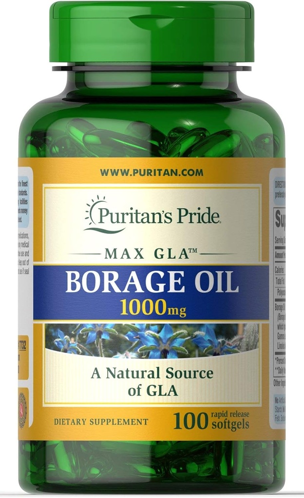 Puritans Pride Borage Öl, 1 Gramm