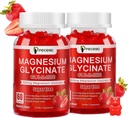 Magnesio Glycinate Gummies 600mg, Zucchero Gratuito Magnesio Gummies per Adulti, Strawberry Magnesio Supplemento per Stress & Muscle Relief & Nerve Health, Non-GMO, Gluten Free, Vegan, 120 Count