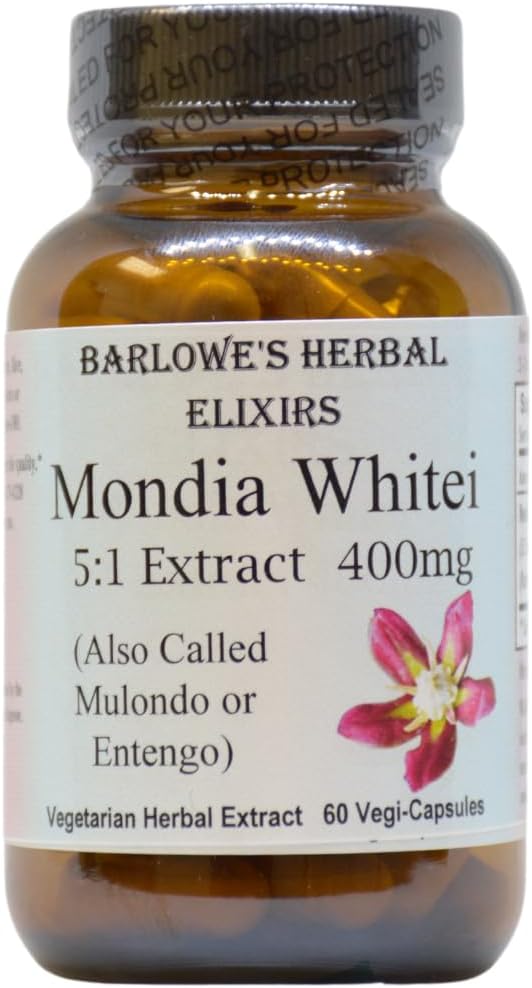 Elisir di erbe di Barlowe Mondia Whitei 5:1 Extract | 400mg Per Capsule | Herb di vitalità africana tradizionale per la salute generale & benessere | 60 capsule vegane | Clean, Filler-Free Formula