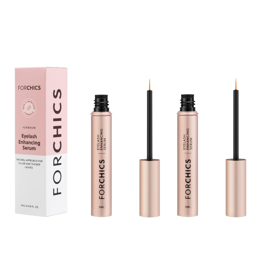 ForLash di ForChics: 2 Pack Ultimate Eyelash Siero di crescita senza ormoni per potenziato Fuller, Thicker, Lashes più lunghe - Booster di ricrescita, Formula organica, Vegan & Cruelty-Free