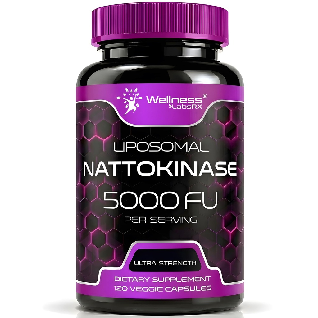 Nattokinase Supplemento Capsule 5000 FU, Nattokinase Testato di Terze Parti – Enzimi dal Natto Giapponese – Supporto giornaliero per il benessere – 120 Count (Pack of 1)