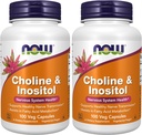 JETZT Ergänzungen, Choline & Inositol 500 mg, Gesunde Nervenübertragung*, Nervous System Health*, 100 Kapseln (Pack von 2)