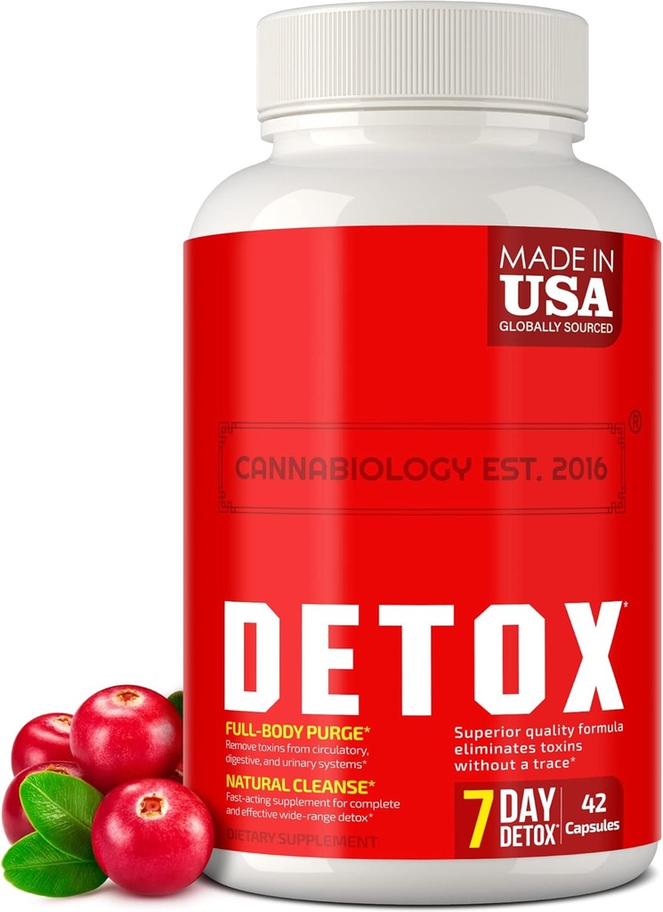 CANNABIOLOGY EST. 2016 Komplette Körperreinigung - Natürliche Detox Körperreinigung Unterstützung für Leber, Urinary Tract, Verdauungssystem - Made in USA - Body Detox and Cleanse for Women & Men - 42 Vegan Caps