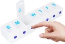Extra grand organisateur hebdomadaire de pilules 1 fois par jour, Pill Box 7 jour, Pill Case portable avec bouton poussoir, distributeur quotidien de pilules pour médicaments vitamines Huile de poisson suppléments