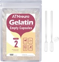 Taille 2 Capsules de gélatine vides avec 2 Micro Spoons - 1000 Compte Capsule vide - Gel Pill Capsules pour suppléments de poudre