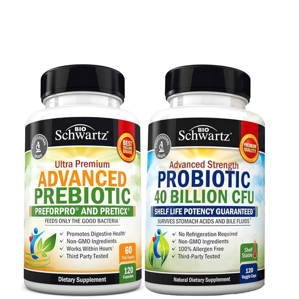 Advanced Prebiotic Gut Health Supplement (2 Monat Versorgung) Plus 40 Billion CFU Daily Probiotic Supplement (2 Monat Versorgung)