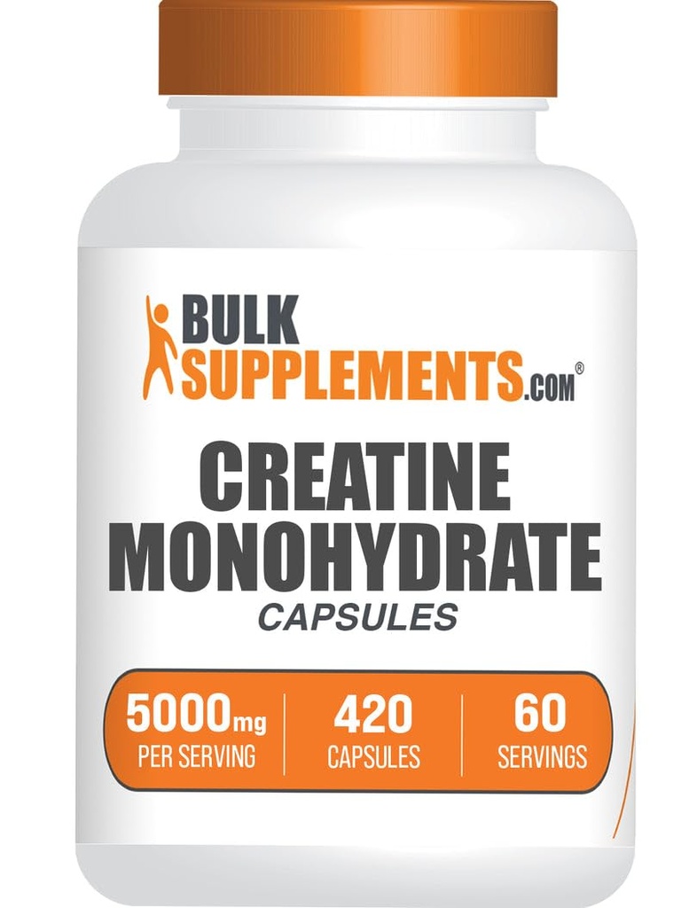 BulkSupplements.com Kreatin Monohydrat Kapseln - Micronized Creatine Pillen - Glutenfrei, 7 Kapseln pro Servierung (5000mg), 420 Count (Pack von 1)